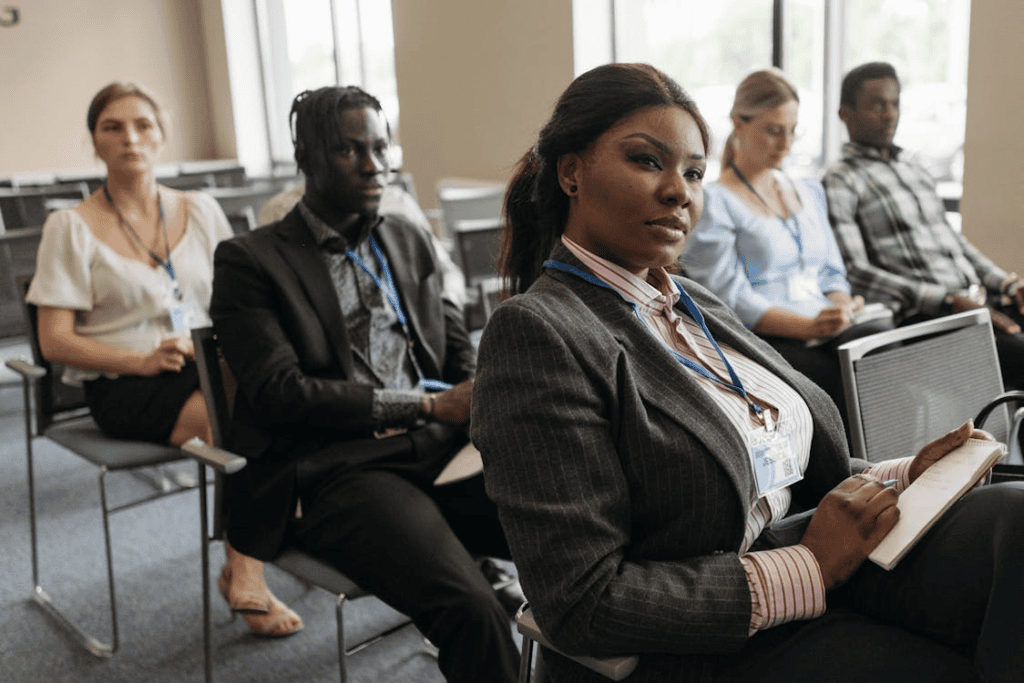 people listening to a presentation