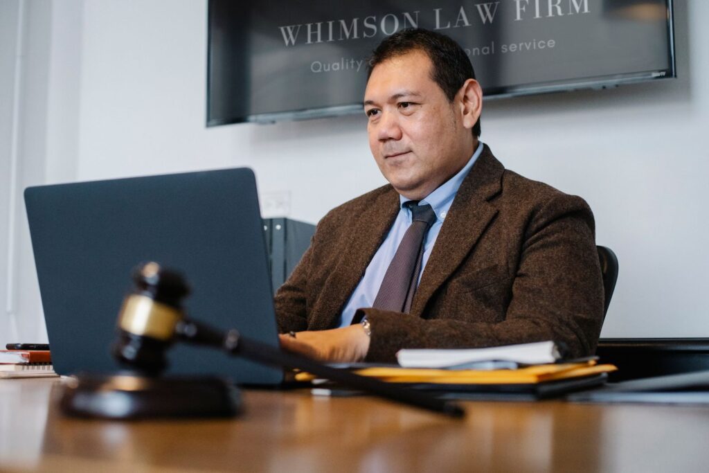 Lawyer using technology at work