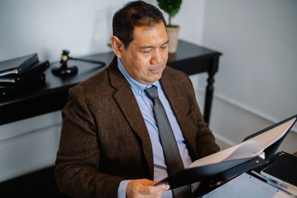Legal professional reviewing career documents